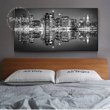 Imágenes artísticas de pared de paisaje de la ciudad de Nueva York en blanco y negro para sala de estar, carteles de decoración moderna para el hogar, pinturas en lienzo HD, 1 unidad 2024 - compra barato