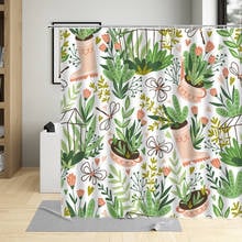 Green Leaf Cute Plant Series Leaves Printing Shower Curtain Polyester Fabric Waterproof Bathroom Curtains Home Decor With Hooks 2024 - buy cheap