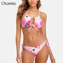 Charmo Women Bikini Set Cross Front Bikini Bandages Swimwear Flower Printed Sexy Push Up Swimsuit 2024 - buy cheap