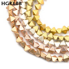 HGKLBB-Cuentas espaciadoras sueltas para fabricación de joyas, rombos de piedra mate Natural, hematita dorada de 6x5mm, accesorios para pulseras Diy 2024 - compra barato