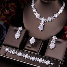 janekelly cubic zirconia necklace bracelet earrings and ring 4pcs dubai full Wedding jewelry set for women bridal 2024 - buy cheap