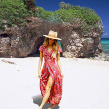 Vestido largo playero de rayón para mujer, Túnica, caftán, ropa de playa 2024 - compra barato