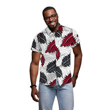 Camisa africana con estampado de cera para hombre, camisa de manga corta, tops de moda de Ankara, cuello vuelto, dashiki 2024 - compra barato