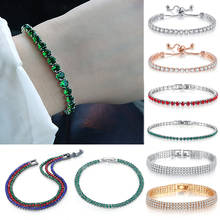 Pulsera de tenis para mujer, brazalete de estilo lujoso, 4 colores, 4 garras, mosaico de circonia cúbica, Color plata, mano Chian, joyería, regalo H095 2024 - compra barato