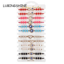 12pcs/lot Tree of Life Charms Braided Bracelet for Women Child Crystal Bead Evil Eye Adjustable Rope Chain Yoga Anklet Jewelry 2024 - buy cheap