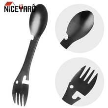 NICEYARD Portable Fork Spoon Outdoor Tableware Tourist Camping Multi-function Stainless Steel Bottle Opener Can Opener 2024 - buy cheap