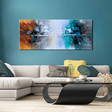 Pintura abstrata de paisagem 3d em tela, pintura a óleo, tela artesanal, lago, arte de parede, decoração de casa, arte pintada à mão 2024 - compre barato