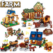 Farm Cottage Village Market house Animals Model Tractor Harvester Horse Carriage building blocks DIY brick Toy creative MOC idea 2024 - buy cheap