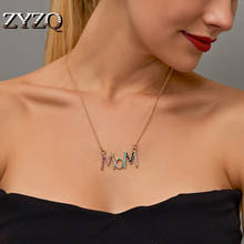 ZYZQ Fashion Seven colors Letter MOM Heart Shape Inlaid Crystal Pendant Necklace Mother's Day Gift High Quality Jewelry 2024 - buy cheap