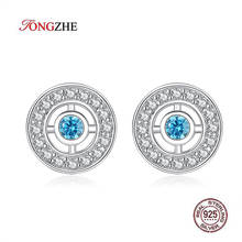 TONGZHE 925 Sterling Silver Blue Evil Eye Crystal Stud Earrings For Women Hollow Fashion Luck Christmas Gifts Turkey Jewelry 2024 - buy cheap