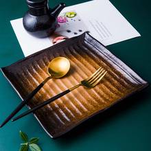 Western food plate steak plate household Japanese ceramic sushi plate tableware square plate breakfast plate creative flat plate 2024 - buy cheap