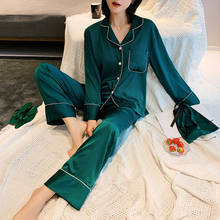 Satin Silk Pajamas for Women's Set pyjamas Button Pigiama Donna pjs Winter Mujer Pijama Sleepwear Nightwear Pizama Damska 2024 - buy cheap