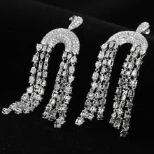 80mm Super Long Cross Tassel Drops Geometry Cubic Zirconia American Wedding Party Earring Handmade  Jewelry for Women E7919 2024 - buy cheap