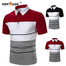 Covrlge Men Short Sleeve Poloshirt Chest Three Stripe Color Matching Fashion Business Comfortable Lapels Men Shirt MCS111 2024 - buy cheap