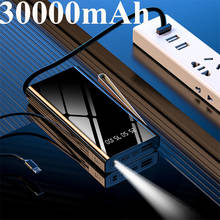 Внешний аккумулятор 30000 мАч со встроенными кабелями, портативное Внешнее зарядное устройство, Пауэр банк 30000 мАч для Xiaomi Mi iPhone Samsung 2024 - купить недорого