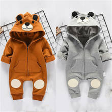 Cute Bear Newborn Infant Baby Boy Girl Kids Ear Hooded Romper Zipper Cartoon Patchwork Jumpsuit Playsuit Clothes Outfit 0-24M 2024 - buy cheap