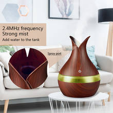 300ml USB Air humidifier aroma oil Diffuser strong mist maker wood grain with 7 colors LED night light for home office 2024 - купить недорого