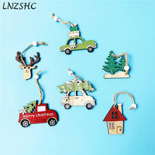 Merry Christmas Tree Decorations Wooden Hanging Pendant Elk Car Xmas for Home Ornaments New Year Gift 3 pcs 2024 - buy cheap