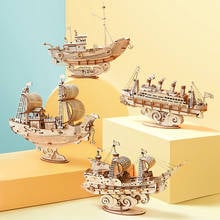 Robotime 3D Puzzle Wooden Toys Fishing Ship Model Assembly Sailing Boat Building Kits for Children Birthday Gift Adult Wooden 2024 - buy cheap