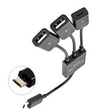 Adaptador Micro USB 3 en 1 para teléfono inteligente Android, Hub DE CARGA OTG, divisor para tableta, Cable negro de 20cm 2024 - compra barato