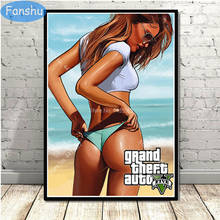 Grand Theft Auto V Video Game GTA 5 póster lienzo pintura carteles e impresiones pared arte imagen para sala de estar decoración del hogar 2024 - compra barato
