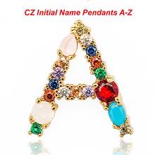 3pcs/lot Rainbow CZ Initial Name Letter Pendant Micro Pave CZ Alphabet Pendants Cubic Zirconia Name Jewelry Necklace Pendant 2024 - buy cheap