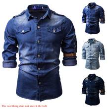 Fashion Men's Washed Denim Individuality Shirt Long Sleeve Classic Vintage Cool Man Cowboys Shirts High Quality Cotton Jean Tops 2024 - buy cheap