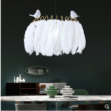 White feather lamp Creative LED Chandelier Bedroom Dining room table lamp italian lamp Kitchen island pendant lamp 2024 - buy cheap