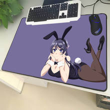 Xgz mouse pad de tamanho grande, estampa de coelho preto, antiderrapante, borracha, tapete para mouse, pc, notebook, menina 2024 - compre barato