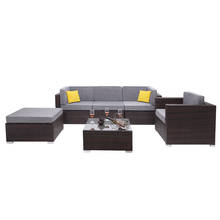 US Warehouse 6 Pieces Patio PE Wicker Rattan Corner Sofa Set Patio Furniture  Set for Garden and Outdoors 2023 - buy cheap