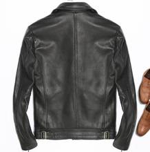 Jaqueta bomber masculina de couro genuíno, casaco de couro genuíno para motocicleta, primavera e inverno, tamanho grande 5xg 2024 - compre barato