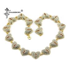 Broken Heart Necklaces Full Iced Out CZ Rhinestone Gold Silver Color Choker Hip hop Jewelry Bling Chain for Men Women Necklace 2024 - buy cheap