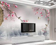 Papel tapiz con foto 3d personalizado, nuevo estilo chino, hermosa magnolia, flor, pájaro, pared, sala de estar, dormitorio, decoración 2024 - compra barato