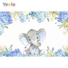 Yeele Elephant Blue Flowers Baby Birthday Party Decor Photography Backgrounds Customized Photographic Backdrops for Photo Studio 2024 - buy cheap