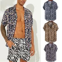 Men's Blouse 2022 New Summer Short Sleeve Fashion Print Turn-Down Shirt Casual Leopard Shirt 2024 - buy cheap