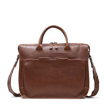 Портфель KUMON мужской из экокожи, Портативная сумка для ноутбука 14 дюймов, деловой портфель в винтажном стиле из кожи Крейзи Хорс 2024 - купить недорого