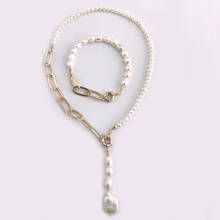 Collar de perlas de moda para fiesta, conjunto de collar y pulsera de perlas de agua dulce, joyería nupcial de Dubái, novedad 2024 - compra barato