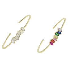 simple baguette cz open cuff bangle bracelet wholesale fashion women female jewelry 2024 - купить недорого