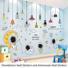 [shijuekongjian] Cartoon Astronaut Wall Stickers DIY Outer Space Mural Decals for House Kids Rooms Baby Bedroom Decoration 2024 - buy cheap