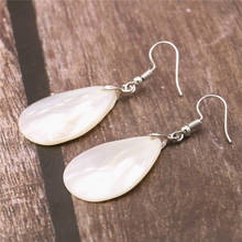 Pendientes colgantes con forma de gota de agua para mujer, aretes de concha de abulón blanco Natural, regalo artesanal, accesorios de moda Y599, nuevo estilo 2024 - compra barato