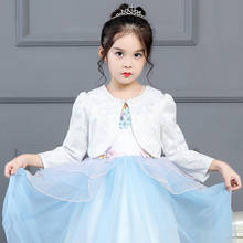 Jaqueta infantil de manga comprida, casaco de renda com lantejoulas e xale primavera outono cardigã de unicórnio vestido de princesa 2024 - compre barato