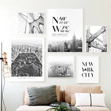 Cuadro sobre lienzo de arte de pared Puente de la ciudad de Nueva York, foto en blanco y negro, carteles nórdicos e impresiones, imágenes de pared para decoración de sala de estar 2024 - compra barato