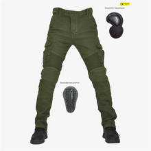 Calça jeans masculina anti-queda para motocicleta, calça de proteção 06 preta e verde para homens, equipamento de proteção 2024 - compre barato