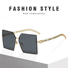 Óculos de sol quadrado feminino, óculos de sol quadrados com gradiente, da moda, vintage, com corrente e rebite, elegante 2024 - compre barato