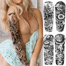 Waterproof Temporary Full Arm Tattoo Sticker Greek Warrior Clock Flower Flash Tattoos Female Sexy Body Art Fake Sleeve Tatto Man 2024 - buy cheap