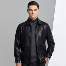 Otoño-chaqueta informal de cuero negro para hombre, abrigo con cuello vuelto, forro polar, talla M-3XL, invierno, 2020 2024 - compra barato