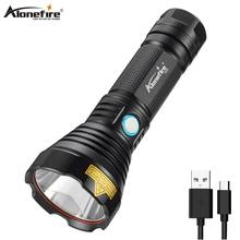 Alonefire X008 супер мощный светодиодный фонарик L2 тактический фонарь USB перезаряжаемая водонепроницаемая лампа сверхъяркая фонарь для кемпинга 2024 - купить недорого