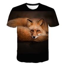 2021 nova 3d t camisa de impressão da forma das mulheres dos homens camiseta raposa camisola de manga curta hip hop legal streetwear topos roupas dos homens animal 2024 - compre barato