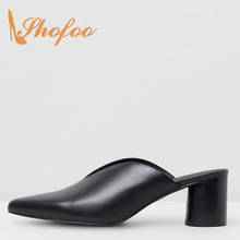 Shofoo Black Pointed Toe High Stilettos Sandals Woman Square Heels Slides Large Size 11 13 Ladies Summer Shoes Slip On Mature 2024 - buy cheap