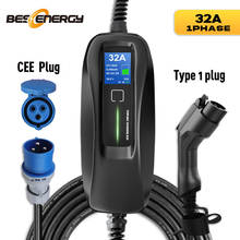 Тип 1 EV Зарядное устройство уровня 2 32Amp EVSE Портативный по созданию электрических транспортных средств Зарядное устройство, вилка CEE 220V-240V автомобильный держатель, кабель для зарядки, SAE J1772 2024 - купить недорого